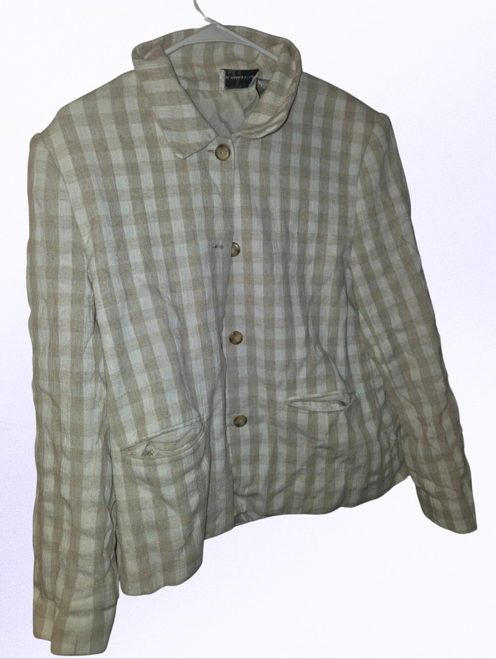 Womens Beige Plaid Lightweight Jacket